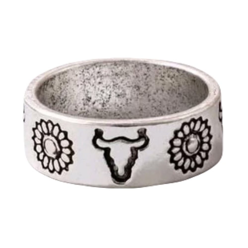 New Artisan Native Silver Bull Sunflower Minimalist Southwestern Ring